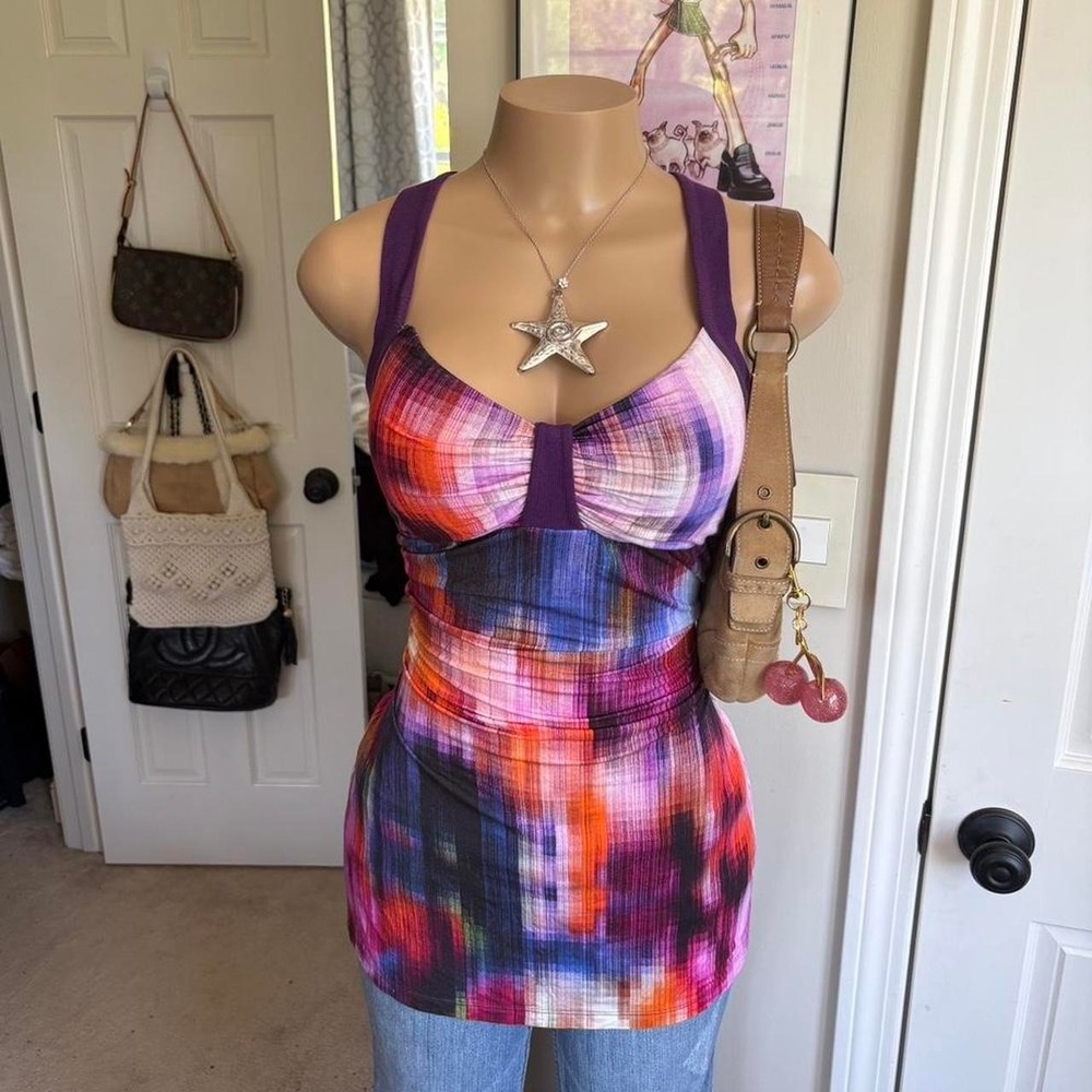 Y2K 2000s avant garde cosabella Abstract Print Tank Top